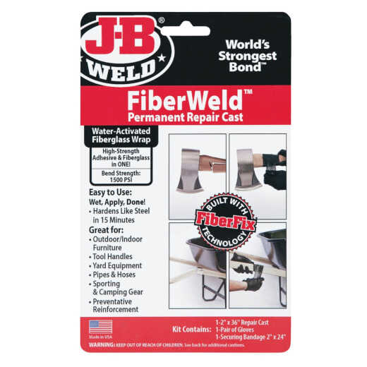 J-B Weld FiberWeld Permanent Repair Cast 2 In. x 36 In. Black Fiberglass Wrap