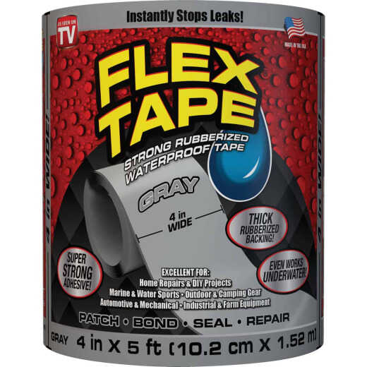 Flex Tape 4 In. x 5 Ft. Repair Tape, Gray