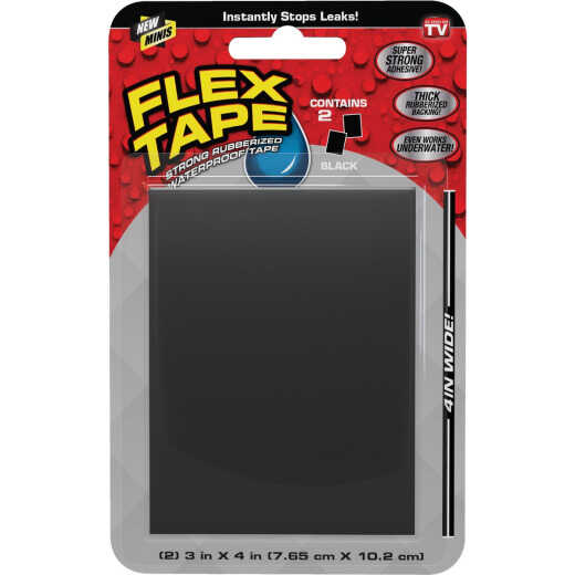 Flex Tape 3 In. x 4 In. Mini Repair Tape, Black (2-Count)